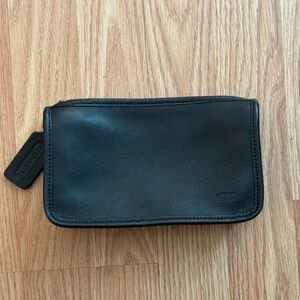 Coach Black Leather Cosmetic Bag